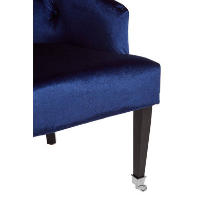 Darwin Blue Velvet Lounge Chair with Button Tufting