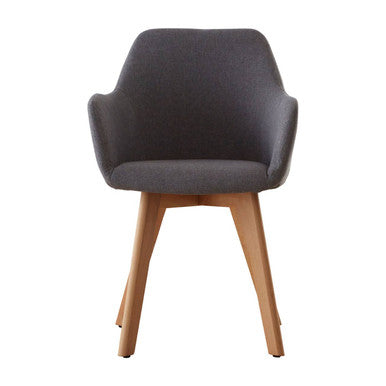 Stockholm Grey Fabric Chair With Wood Legs