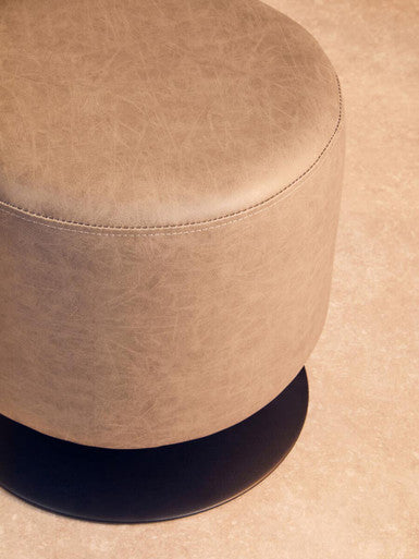 Dalston Grey Faux Leather Pouffe