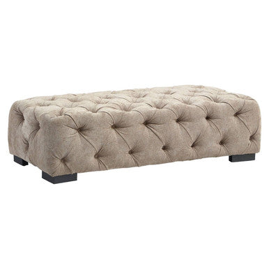 Fenton Natural Fabric Footstool with Rectangular Design