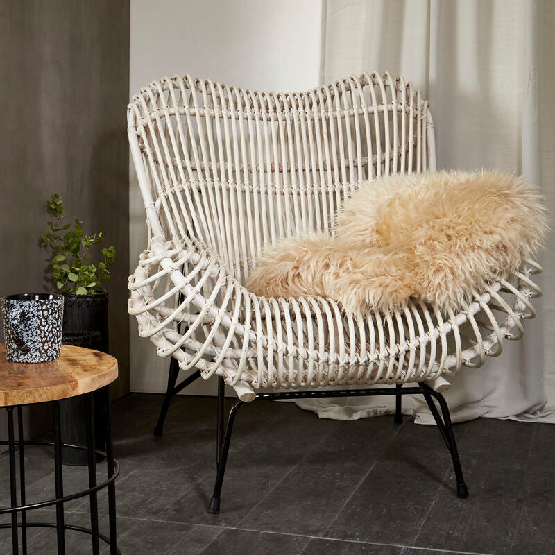 White Washed Rattan Curved Chair | Java