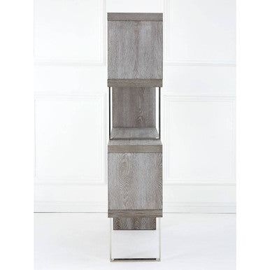 Ulmus Grey Elm Wood 4 Tier Bookshelf