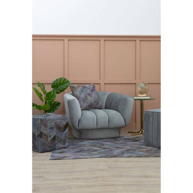 Safira Light Grey Patchwork Pouffe