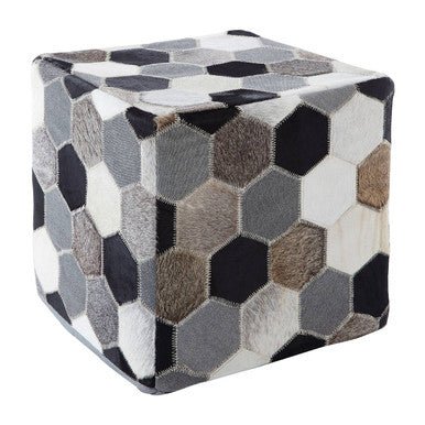 Leather Patchwork Pouffe | Safira