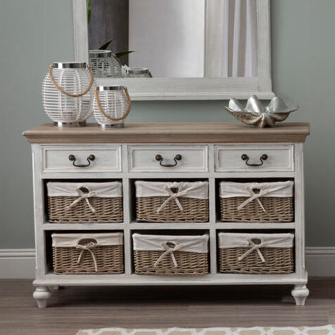 Hendra Storage Cabinet With 6 Willow Baskets