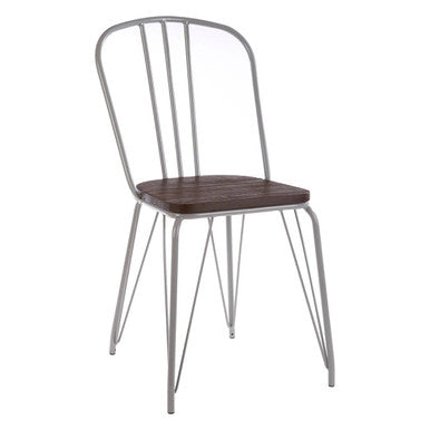 District Grey Metal Frame And Elm Wood Chair