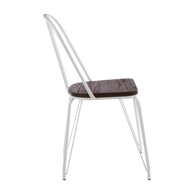 District White Metal Frame And Elm Wood Seat Chair
