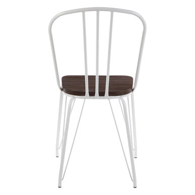 District White Metal Frame And Elm Wood Seat Chair