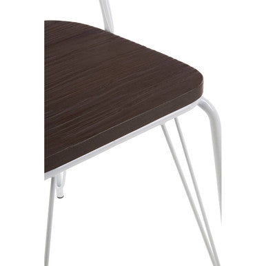 District White Metal Frame And Elm Wood Seat Chair