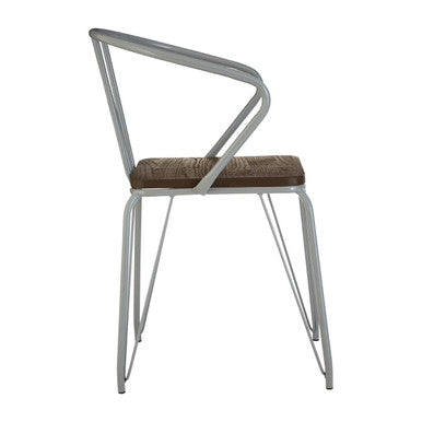 District Grey Metal And Elm Wood Arm Chair