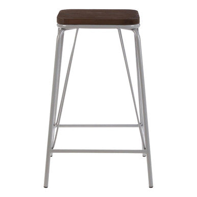 District Grey Elm Wood Stool with Metal Frame