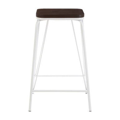 District White Elm Wood Stool with Metal Frame