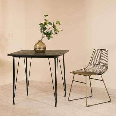 Black Metal Legs and Elm Wood Top Dining Table, District