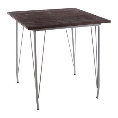 Grey Metal Legs and Brown Elm Wood Top Dining Table, District