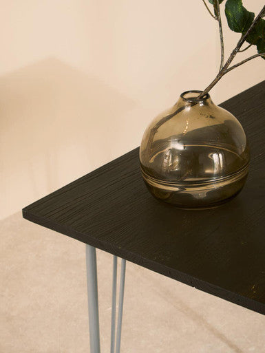 Grey Metal Legs and Brown Elm Wood Top Dining Table, District