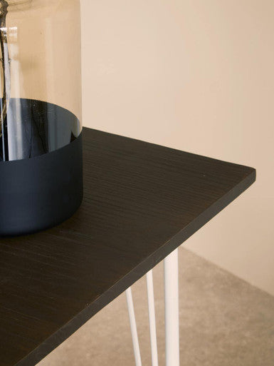 District White Metal And Elm Wood Square Dining Table