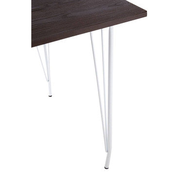 District White Metal And Elm Wood Table