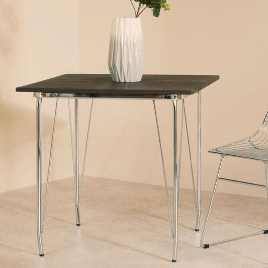 District Chrome Metal And Elm Wood Table