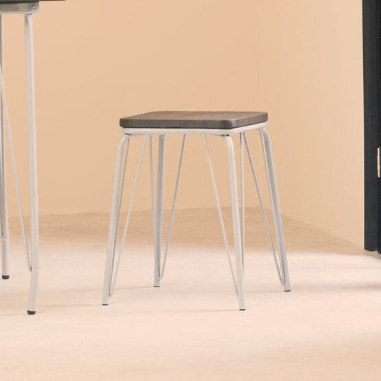 District Grey Metal And Elm Small Wood Stool
