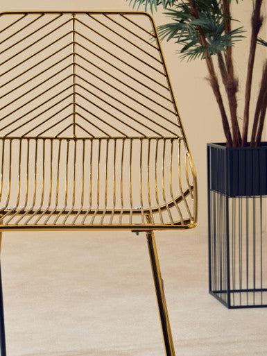 District Gold Metal Wire Tapered Bar Chair