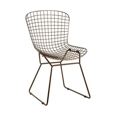 District Bronze Metal Grid Frame Wire Chair