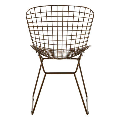 District Bronze Metal Grid Frame Wire Chair