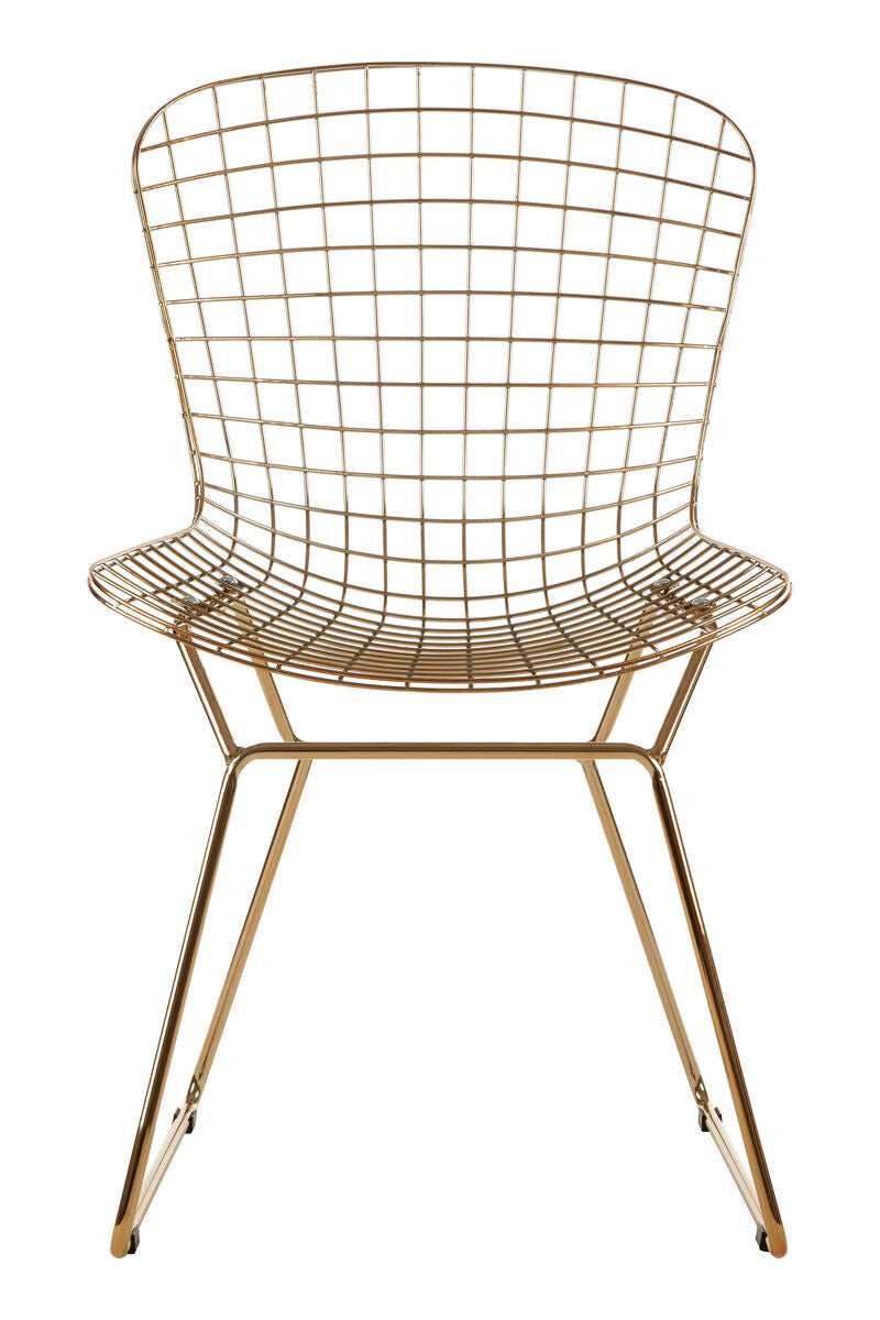 District Gold Metal Grid Frame Wire Chair