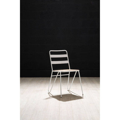 District White Metal And Elm Wood Chair