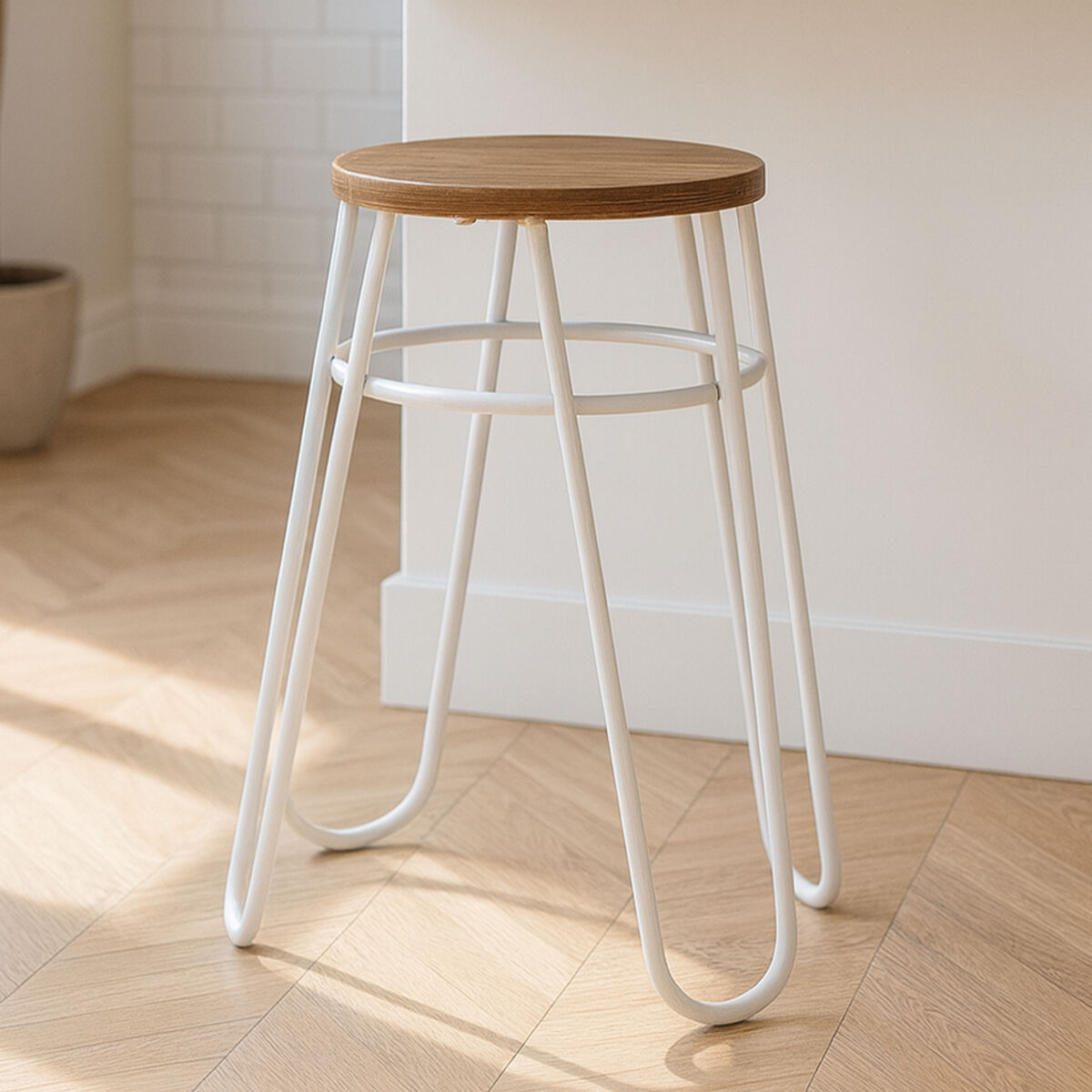 District Grey Metal Hairpin Stool