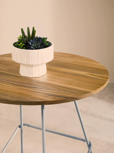 District Grey Metal And Elm Wood Round Table