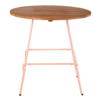 Pink Metal Legs and Natural Elm Wood Top Round Dining Table | District