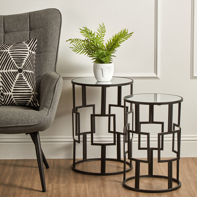 Avantis Set of 2  Square Design Black Tables