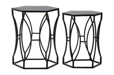 Avantis Set Of 2 Concave Black Side Tables