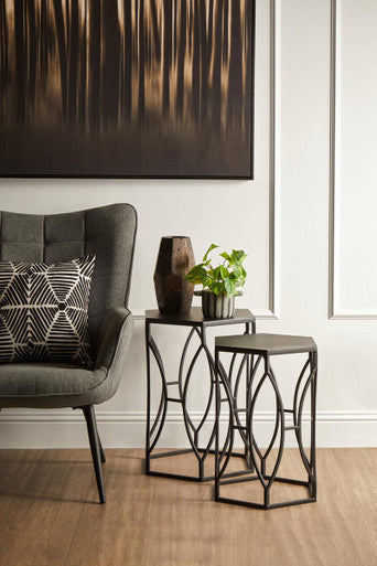 Avantis Set Of 2 Concave Black Side Tables