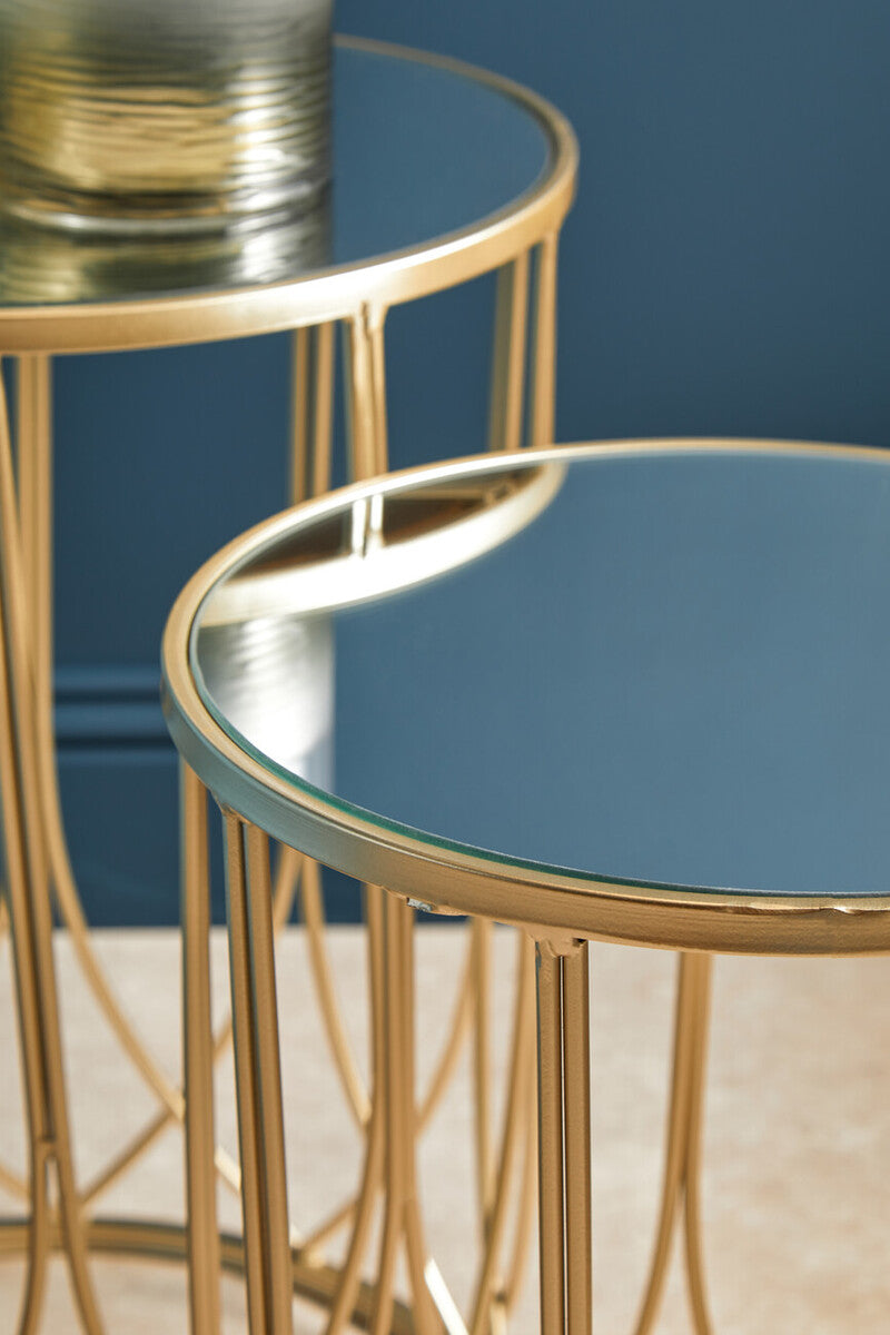 Avantis Set of 2 Black Top Champagne Tables