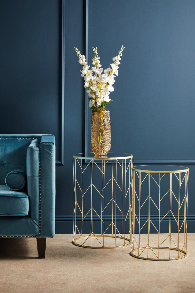 Avantis Set of 2 Arrow Design Champagne Side Tables