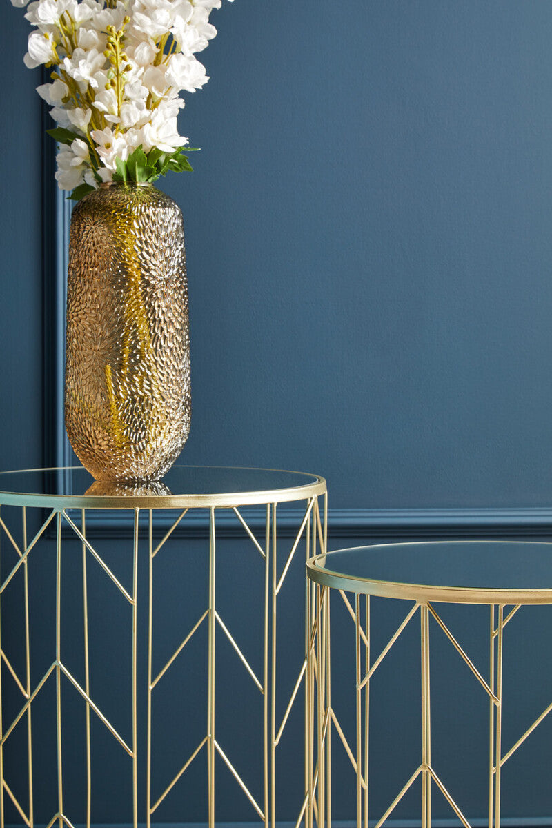 Avantis Set of 2 Arrow Design Champagne Side Tables