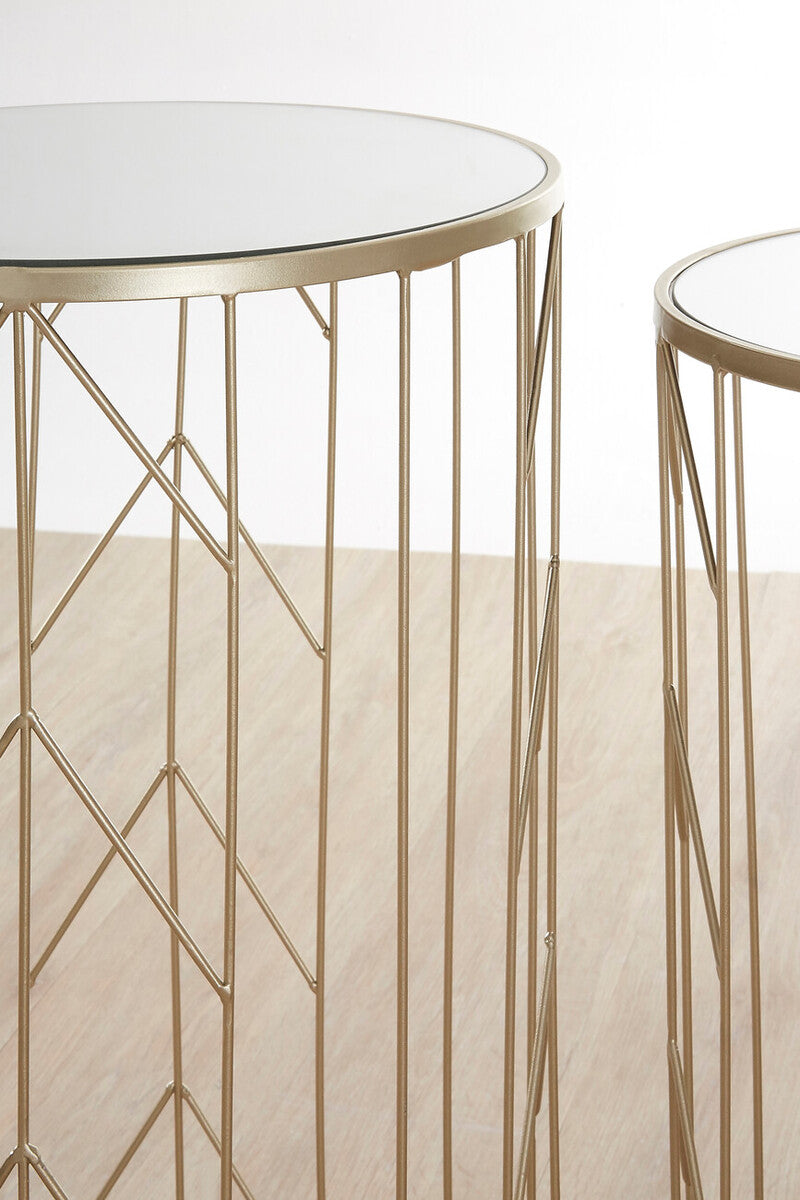 Avantis Set of 2 Arrow Design Champagne Side Tables