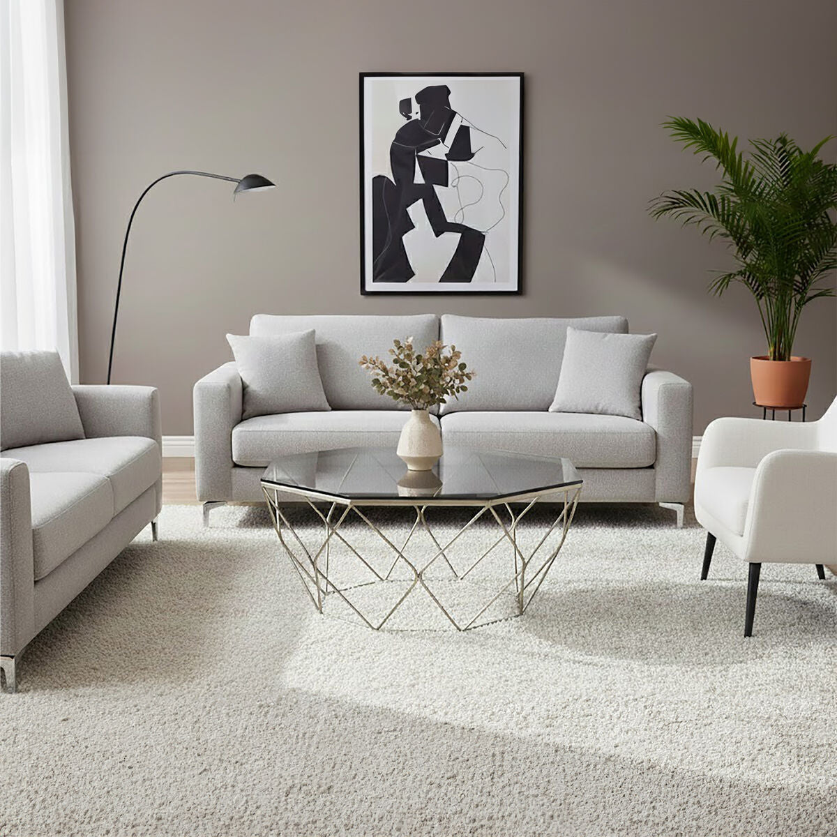 Allure Hexagon Coffee Table With Brushed Nickel Base