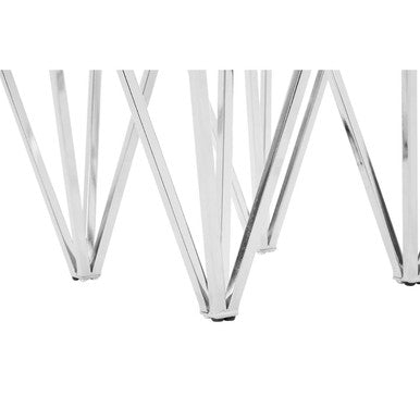 Clear Tempered Glass Coffee Table with Chrome Triangular Metal Legs | Allure