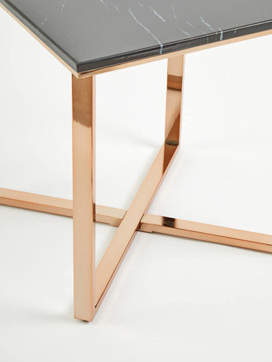 Allure Square Black Faux Marble End Table