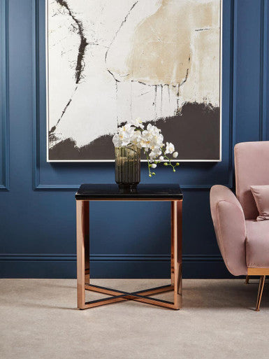 Allure Square Black Faux Marble End Table