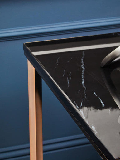 Allure Square Black Faux Marble End Table