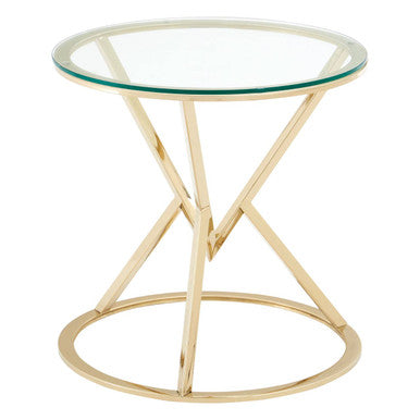 Allure Corseted Round Champagne End Table