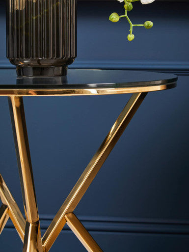 Allure Corseted Round Champagne End Table