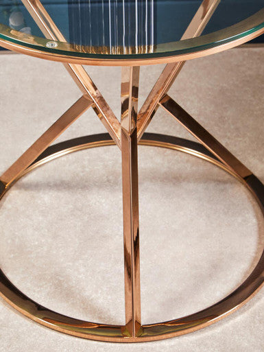 Allure Corseted Round Rose Gold End Table