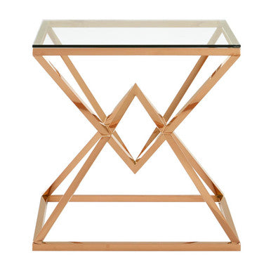 Allure Corseted Square Rose Gold End Table