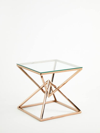 Allure Corseted Square Rose Gold End Table