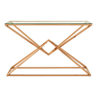 Allure Corseted Rose Gold Console Table