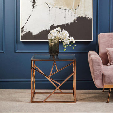 Allure Rose Gold Geometric End Table